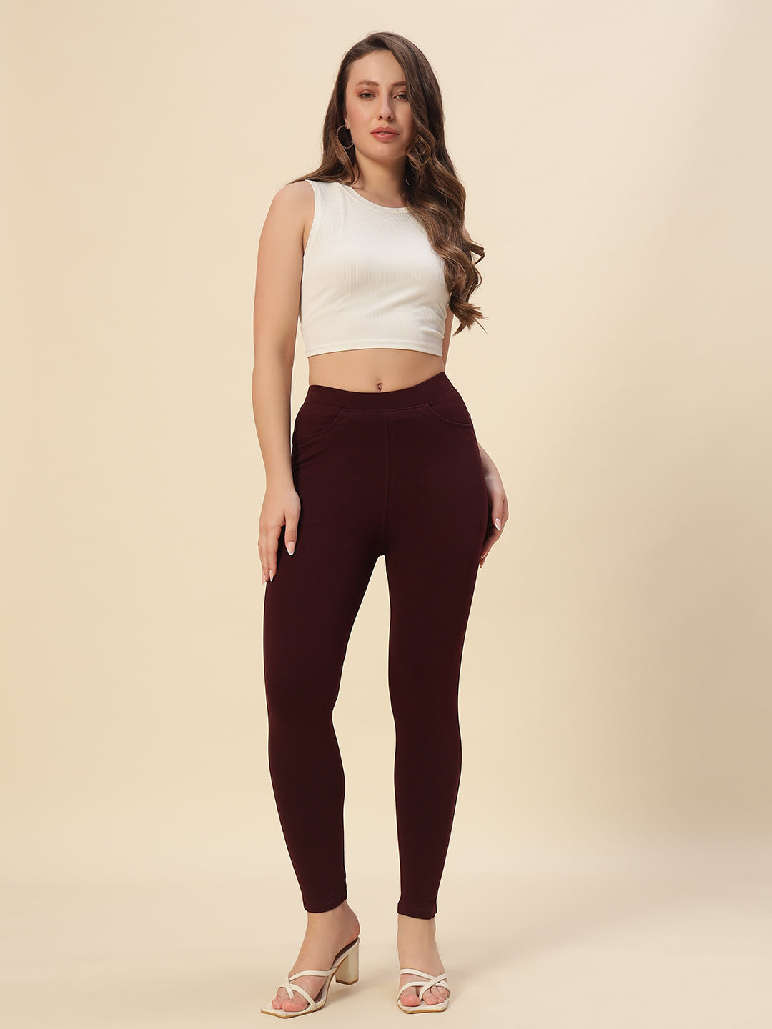 Thread Plus D Pocket Jeggings Pants Wine