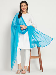 Soft Colors Chiffon Dupatta With Border Lace Firozi