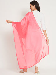 Soft Colour Chiffon Dupatta Gaajari ( Carrot Pink)