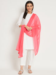 Soft Colour Chiffon Dupatta Gaajari ( Carrot Pink)