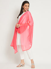 Soft Colour Chiffon Dupatta Gaajari ( Carrot Pink)