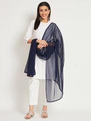 Soft Colour Chiffon Dupatta Navy Blue