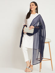 Soft Colour Chiffon Dupatta Navy Blue