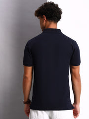 Thread Plus Polo T-Shirt, 100% Cotton T-Shirts for Men Navy Blue