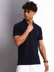 Thread Plus Polo T-Shirt, 100% Cotton T-Shirts for Men Navy Blue