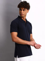 Thread Plus Polo T-Shirt, 100% Cotton T-Shirts for Men Navy Blue