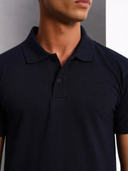 Thread Plus Polo T-Shirt, 100% Cotton T-Shirts for Men Navy Blue