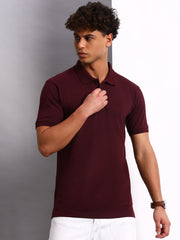 Thread Plus Polo T-Shirt, 100% Cotton T-Shirts for Men Wine