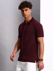 Thread Plus Polo T-Shirt, 100% Cotton T-Shirts for Men Wine