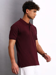 Thread Plus Polo T-Shirt, 100% Cotton T-Shirts for Men Wine