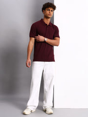 Thread Plus Polo T-Shirt, 100% Cotton T-Shirts for Men Wine