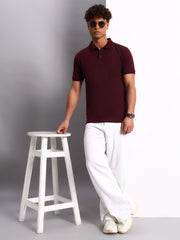 Thread Plus Polo T-Shirt, 100% Cotton T-Shirts for Men Wine