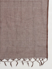 Thread Plus Cotton Flax Kurti Set Of 3 With Kota Doria Dupatta Chocolate Color For Women