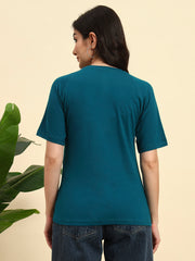 Thread Plus Pure Cotton Petrol Blue T-shirt with Raglan Sleeves