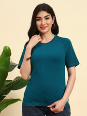 Thread Plus Pure Cotton Petrol Blue T-shirt with Raglan Sleeves