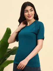 Thread Plus Pure Cotton Petrol Blue T-shirt with Raglan Sleeves