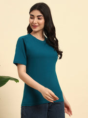 Thread Plus Pure Cotton Petrol Blue T-shirt with Raglan Sleeves