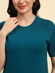 Thread Plus Pure Cotton Petrol Blue T-shirt with Raglan Sleeves