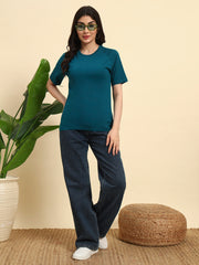 Thread Plus Pure Cotton Petrol Blue T-shirt with Raglan Sleeves