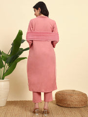 Thread Plus Cotton Flax Kurti Set Of 3 With Kota Doria Dupatta Onion Pink Color For Women