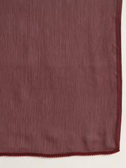 Women's Plain Chiffon Dupatta With Border Lace (Wine)