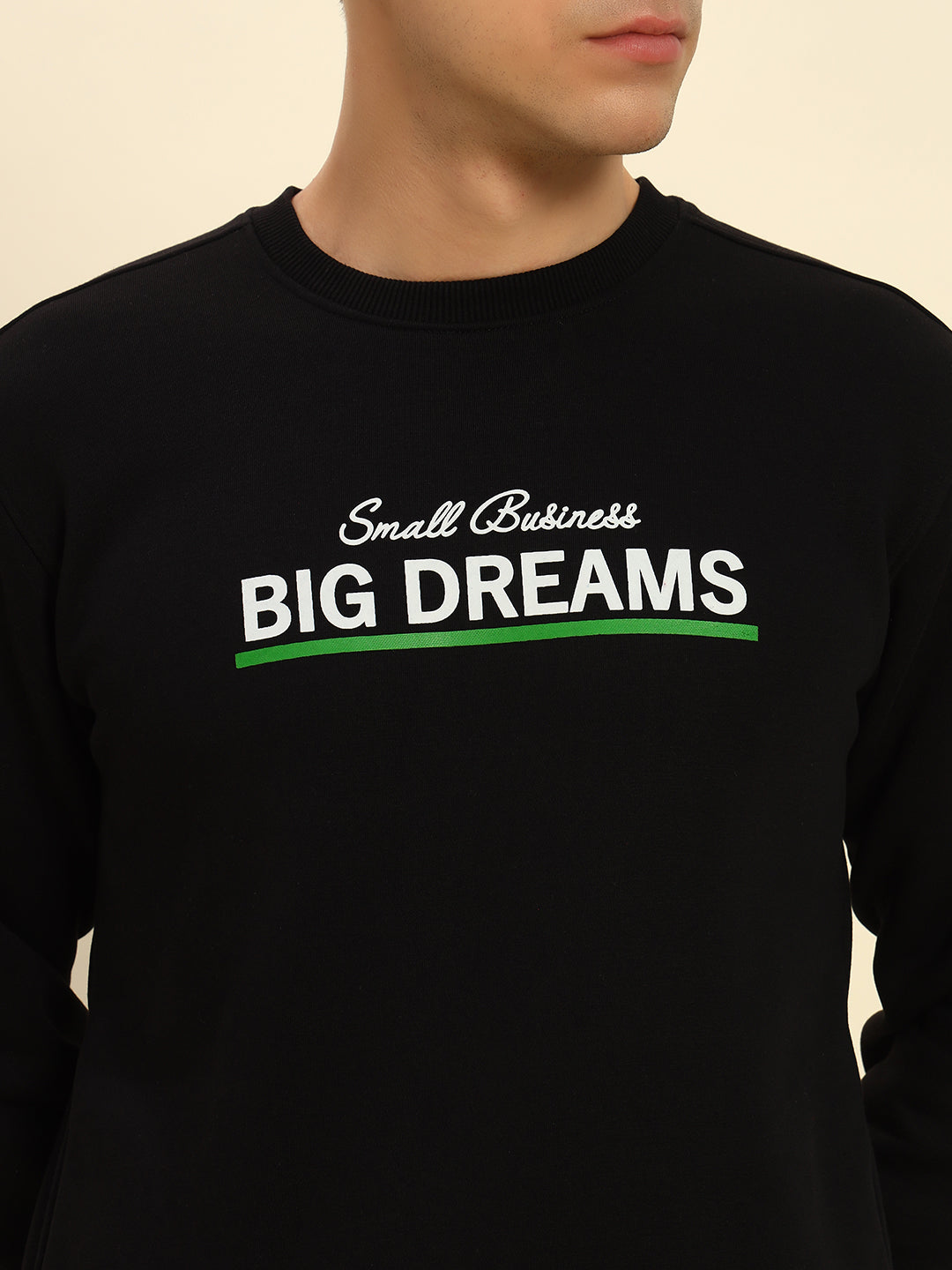 Thread Plus Winter Sweat Shirt For Men In Black