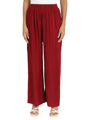 Soft Colors Relaxed Fit Pocket Palazzo Women Maroon