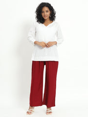 Soft Colors Relaxed Fit Pocket Palazzo Women Maroon