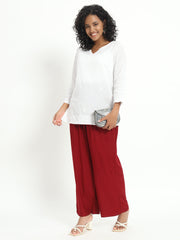 Soft Colors Relaxed Fit Pocket Palazzo Women Maroon