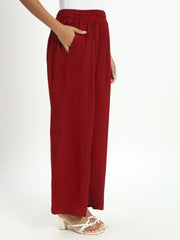 Soft Colors Relaxed Fit Pocket Palazzo Women Maroon