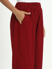 Soft Colors Relaxed Fit Pocket Palazzo Women Maroon