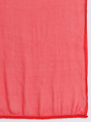 Women's Plain Chiffon Dupatta With Border Lace (Red)