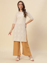 Thread Plus Relaxed Fit Palazzo For Women Dark Beige