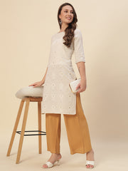 Thread Plus Relaxed Fit Palazzo For Women Dark Beige