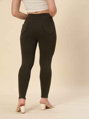 Thread Plus D Pocket Jeggings Pants Dark Mehandi