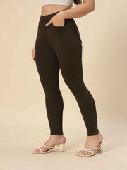 Thread Plus D Pocket Jeggings Pants Dark Mehandi