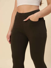 Thread Plus D Pocket Jeggings Pants Dark Mehandi