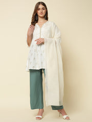 Thread Plus Kota Doria Dupatta In Off White