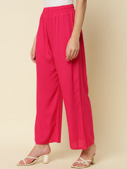 Thread Plus Relaxed Fit Palazzo For Women Magenta