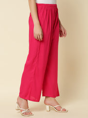 Thread Plus Relaxed Fit Palazzo For Women Magenta