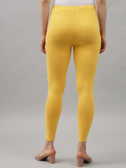 Women's Skinny Fit Ethnic Wear Ankle Length Leggings Mango Yellow