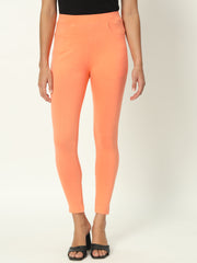 Thread Plus D Pocket Stretchable Solid Cotton Pants for Peach