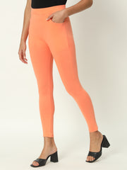 Thread Plus D Pocket Stretchable Solid Cotton Pants for Peach