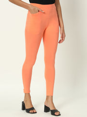 Thread Plus D Pocket Stretchable Solid Cotton Pants for Peach