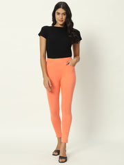 Thread Plus D Pocket Stretchable Solid Cotton Pants for Peach