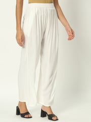 Thread Plus Relaxed Fit Palazzo For Women Off White