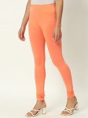 Women's Skinny Fit Ethnic Wear Churidar Leggings White (Peach)