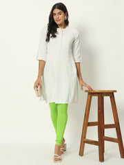 Women's Skinny Fit Ethnic Wear Churidar Leggings White (Perrot Green)
