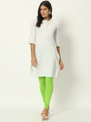 Women's Skinny Fit Ethnic Wear Churidar Leggings White (Perrot Green)