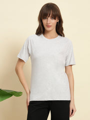 Pure Cotton Light Grey T-shirt with Raglan Sleeves